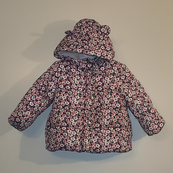 Carters 18 Months Toddler Floral Hooded Puffer Jacket - Picture 1 of 9